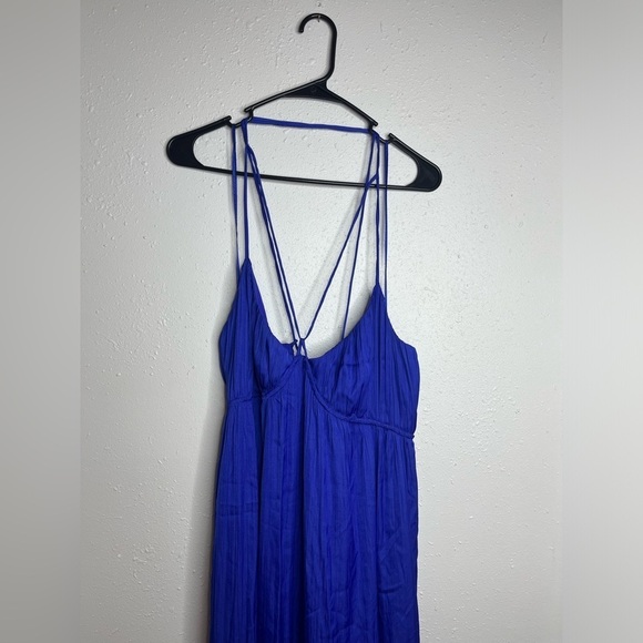 Anthropologie Halter Side-Slit Blue Maxi Dress XL - Picture 5 of 10